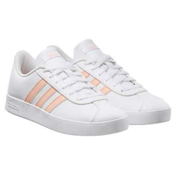pink and white adidas shoes